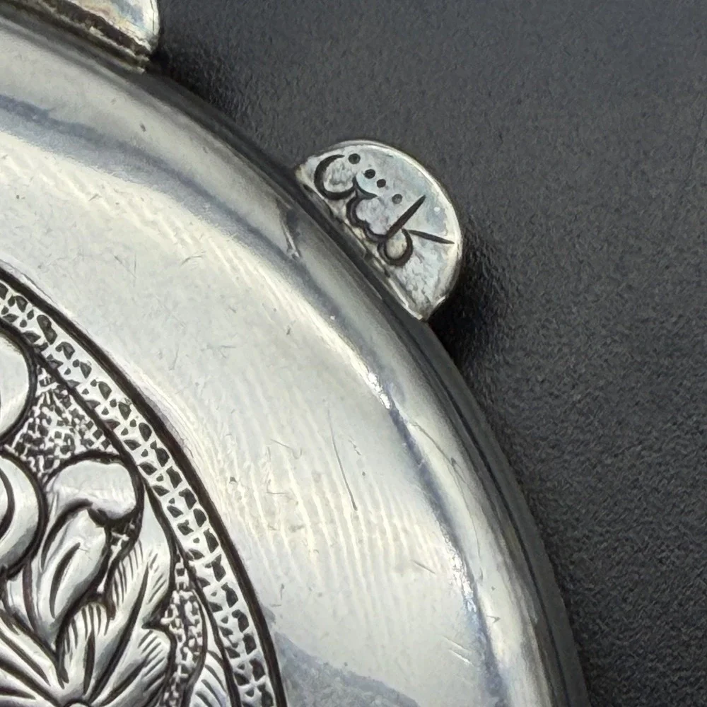 Vintage Sterling Silver Floral Etched 3.25